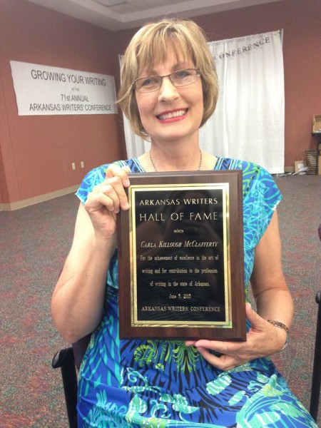 Carla Killough McClafferty, inducted into the Arkansas Writer's Hall of Fame, June, 2015.