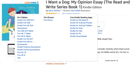 Format picture books for Kindle: showing compatible Kindle devices for a book.